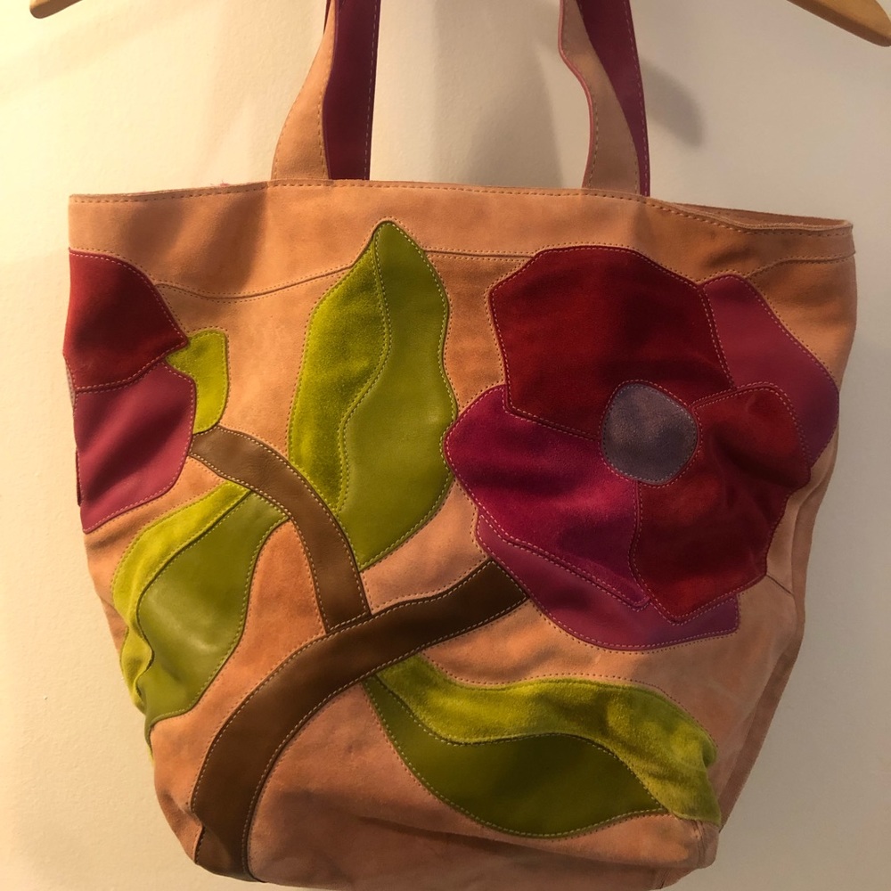 Coach Ltd Edition “Poppies for Peace” Suede Tote bag, Vintage, #9259 - Picture 2 of 5